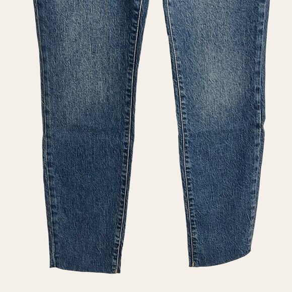 Good American Good Classic High Rise Raw Hem Denim Blue Jeans Size 0/25 NWT - Picture 3 of 7
